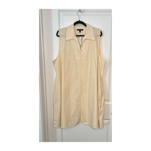 NWT Banana Republic Womens XXL Dress Yellow White Striped Cotton Coastal Preppy - Picture 3 of 7